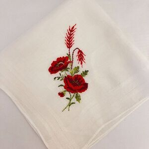 #5394 Set of 4 White with Floral Pattern Handkerchiefs